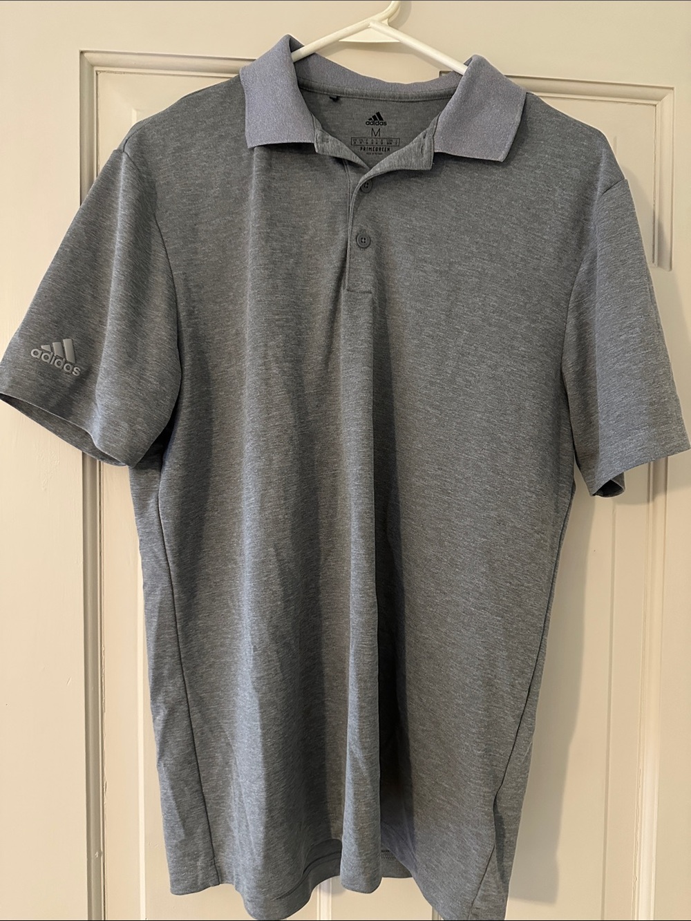 adidas Men’s medium primegreen Gray Polo with Collar